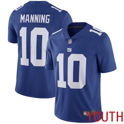 Youth New York Giants #10 Eli Manning Royal Blue Team Color Vapor Untouchable Limited Player Football NFL Jersey